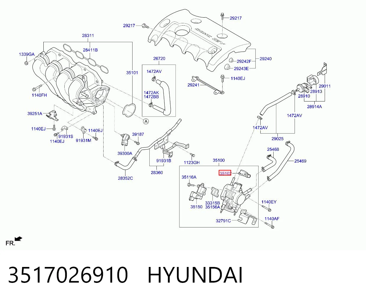 3517026910 Hyundai/Kia Датчик положення дросельної заслінки (потенціометр)