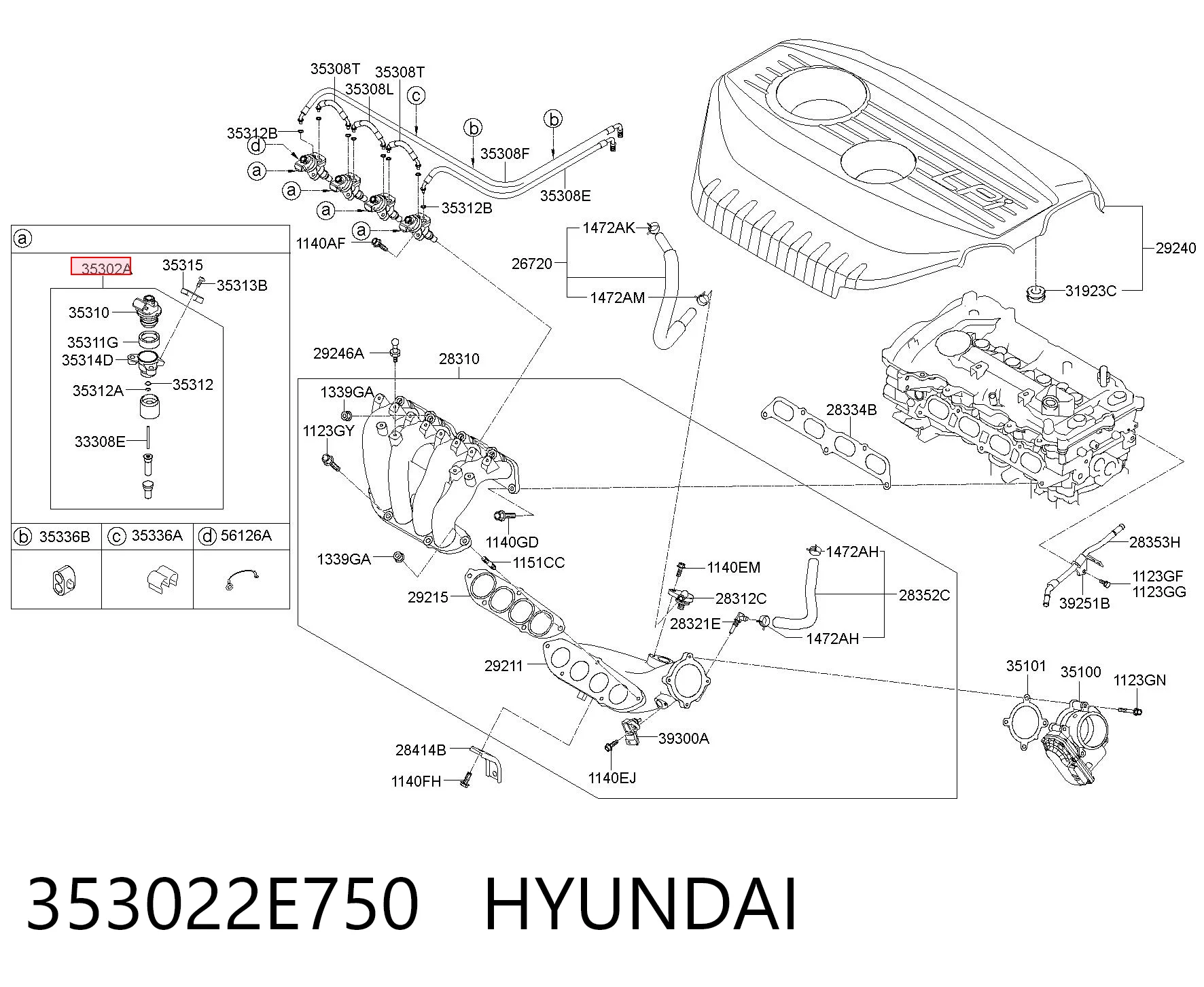 353022E750 Hyundai/Kia Форсунка вприску палива