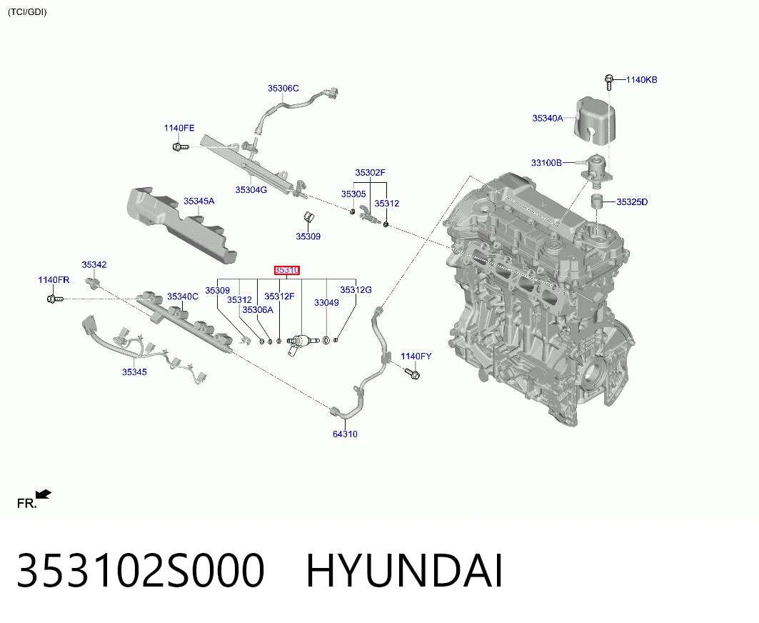 353102S000 Hyundai/Kia Форсунка вприску палива