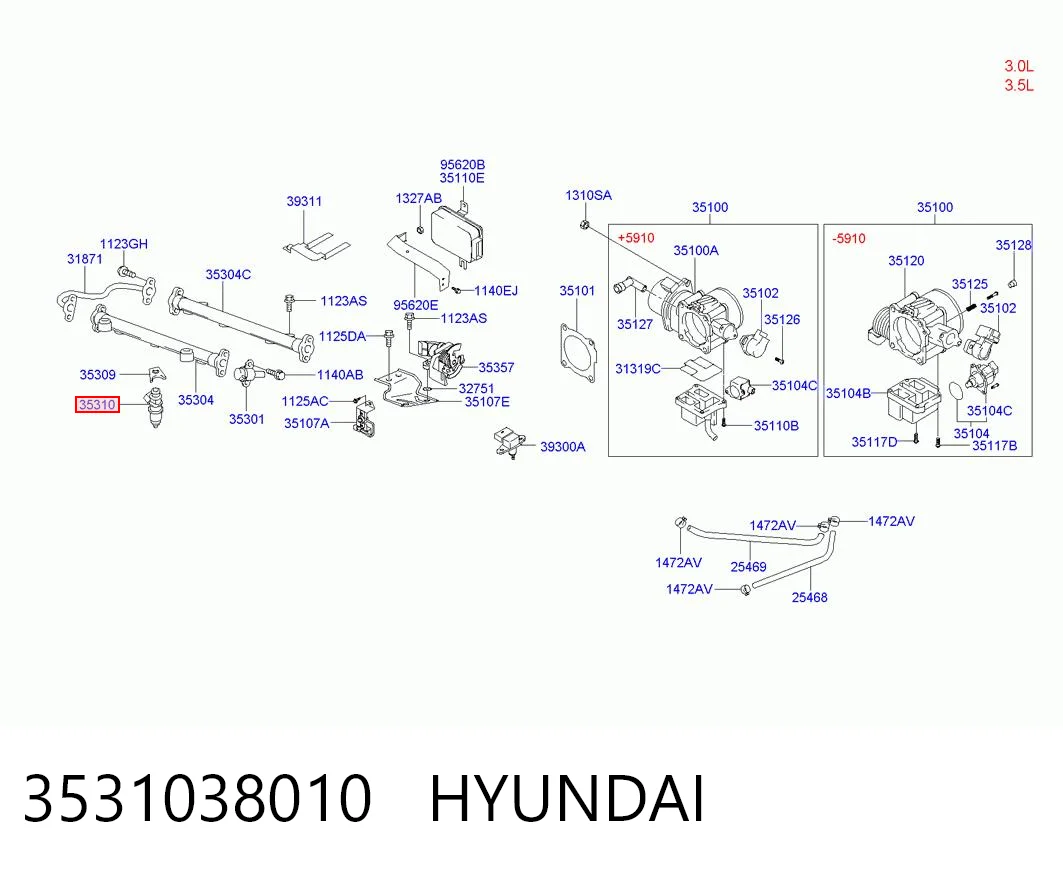 3531038010 Hyundai/Kia Форсунка вприску палива