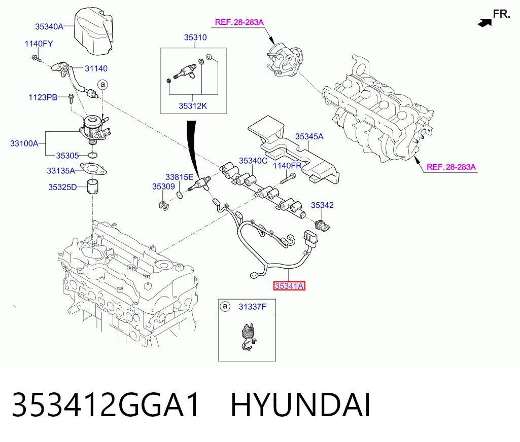 353412GGA1 Hyundai/Kia Роз'єм (фішка) паливної форсунки