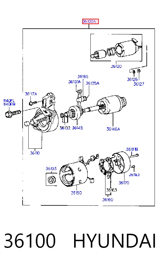 36100 Hyundai/Kia Стартер двигуна