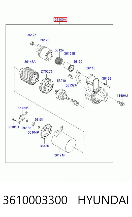 3610003300 Hyundai/Kia Стартер двигуна