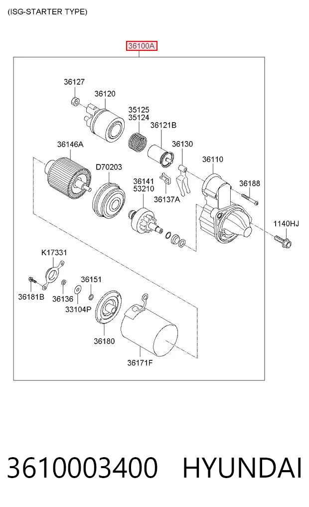 3610003400 Hyundai/Kia Стартер двигуна