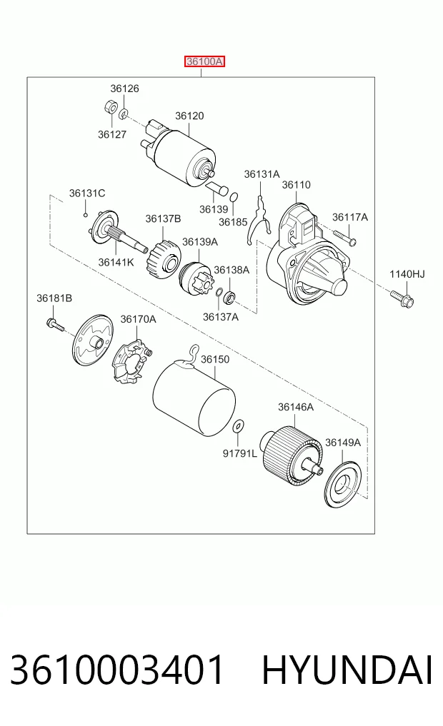 3610003401 Hyundai/Kia Стартер двигуна