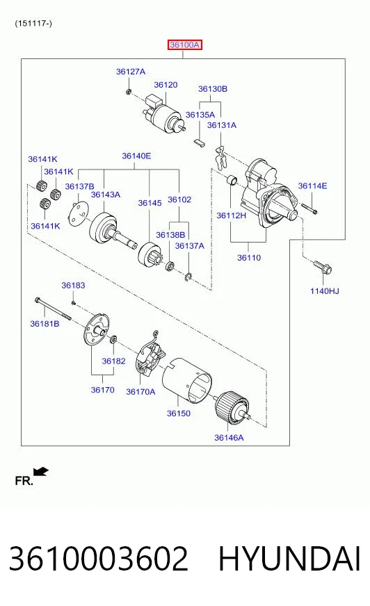 3610003602 Hyundai/Kia Стартер двигуна