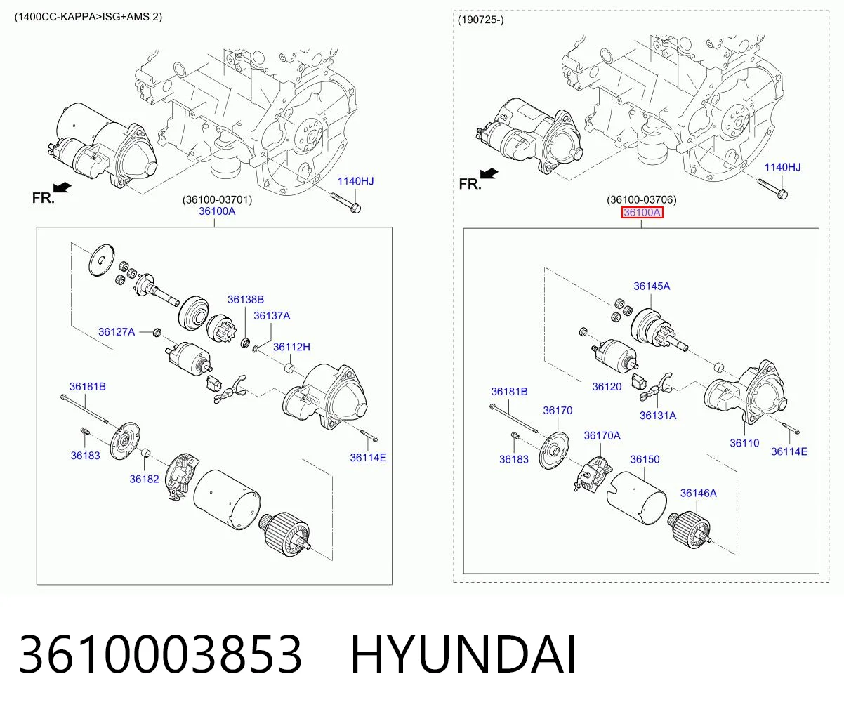 3610003853 Hyundai/Kia Стартер двигуна