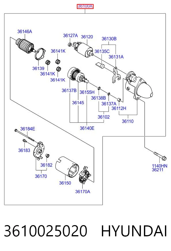 3610025020 Hyundai/Kia Стартер двигуна