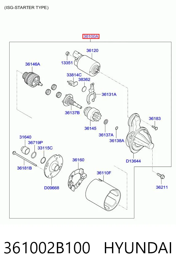 361002B100 Hyundai/Kia Стартер двигуна