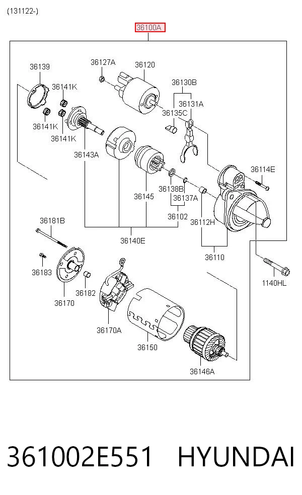 361002E551 Hyundai/Kia Стартер двигуна