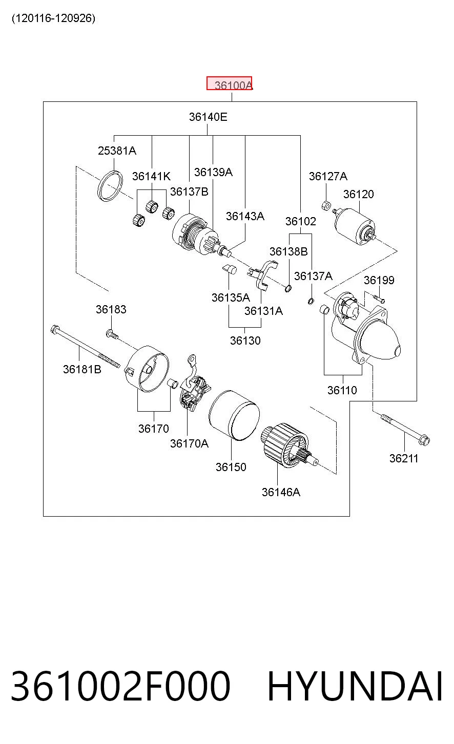 361002F000 Hyundai/Kia Стартер двигуна