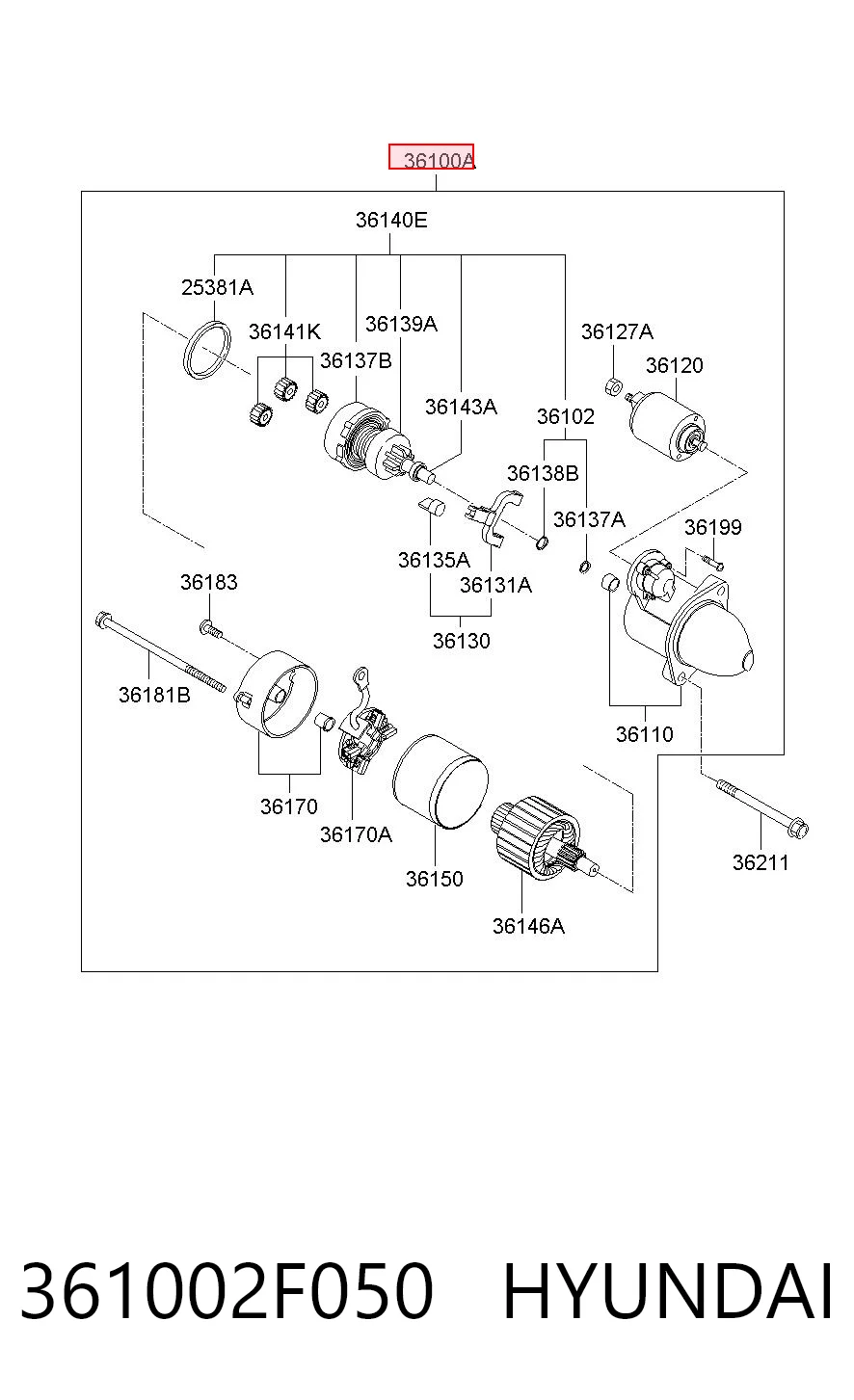 361002F050 Hyundai/Kia Стартер двигуна