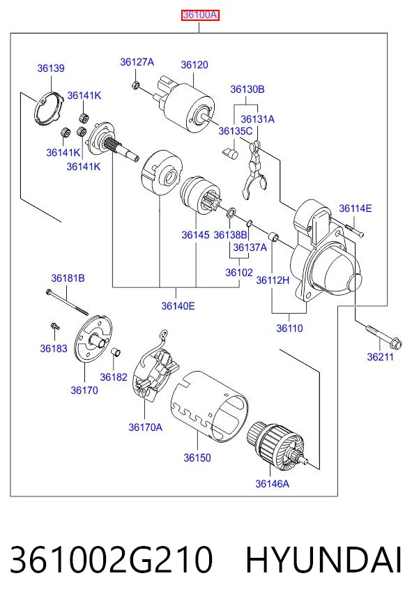361002G210 Hyundai/Kia Стартер двигуна
