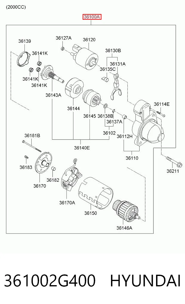 361002G400 Hyundai/Kia Стартер двигуна