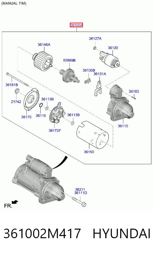 361002M417 Hyundai/Kia Стартер двигуна