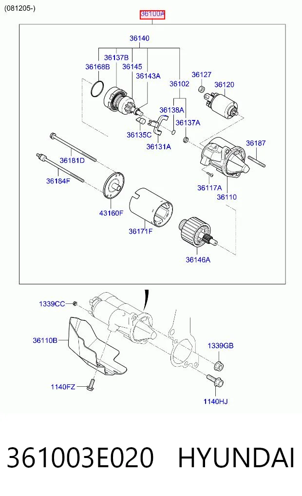 361003E020 Hyundai/Kia Стартер двигуна