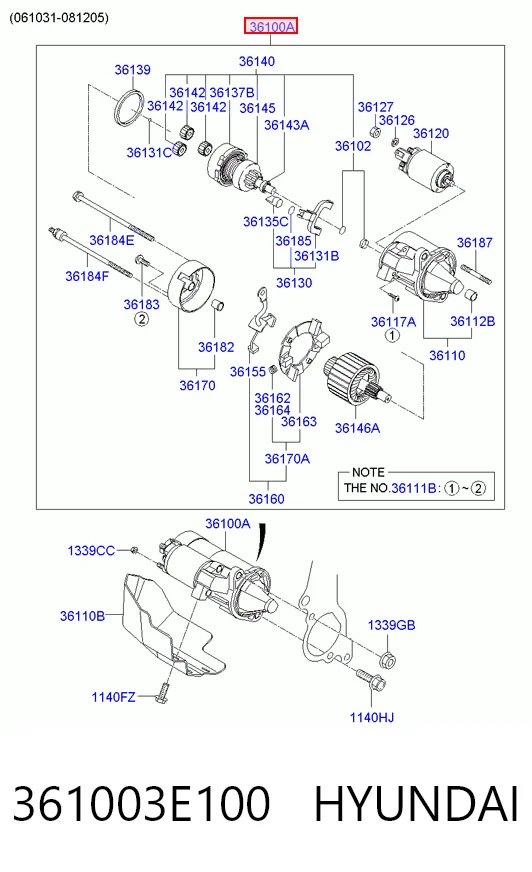 361003E100 Hyundai/Kia Стартер двигуна