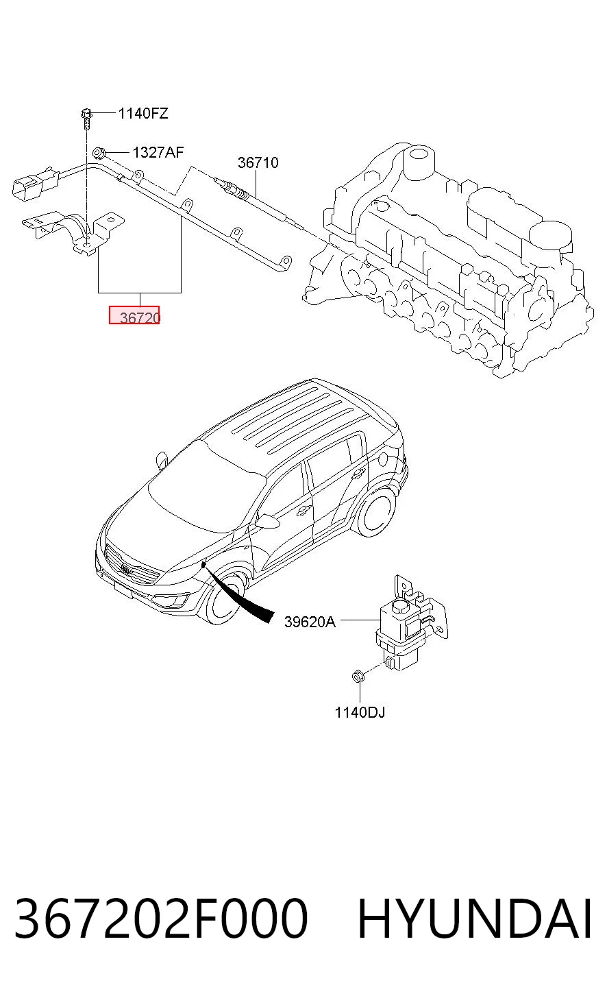 367202F000 Hyundai/Kia Дріт свічок накалювання