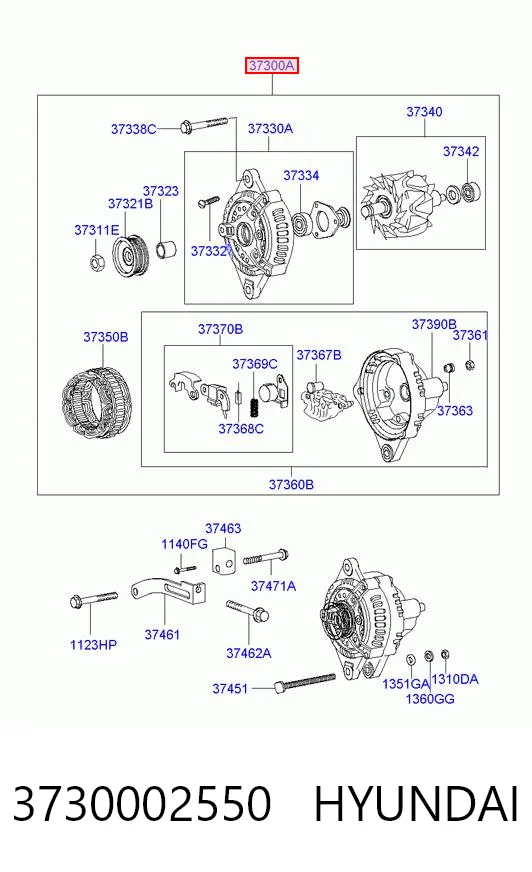 3730002550 Hyundai/Kia Авто генератор