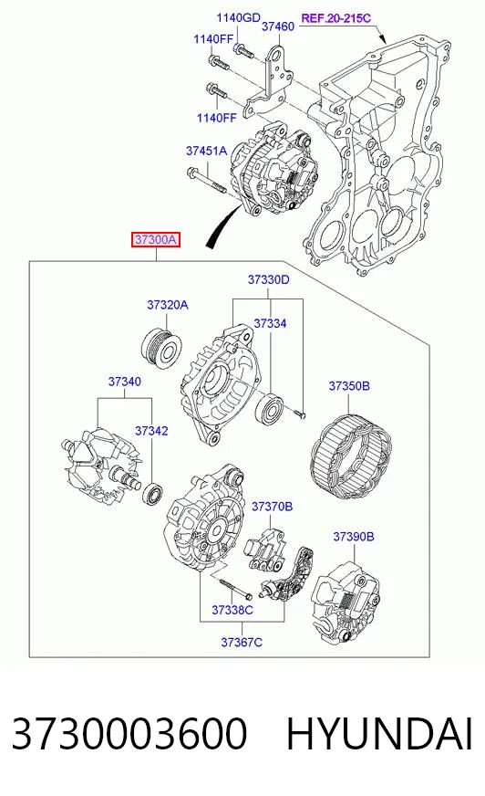 3730003600 Hyundai/Kia Авто генератор