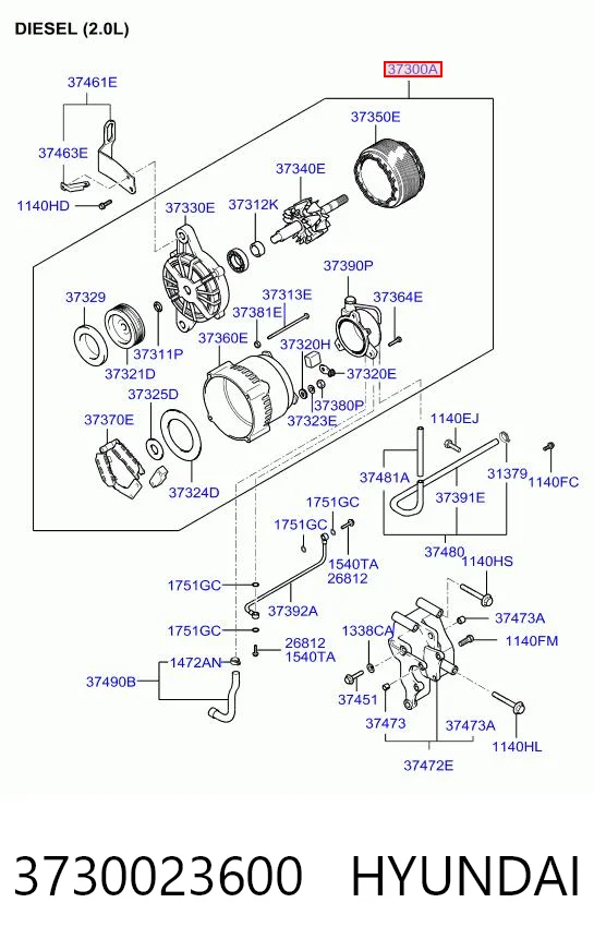 3730023600 Hyundai/Kia Авто генератор