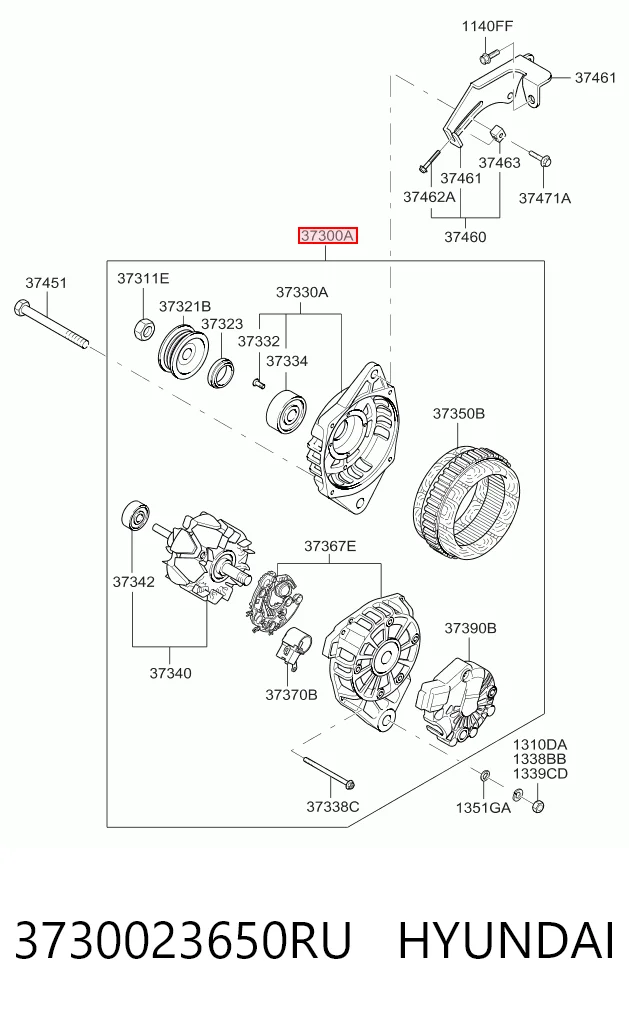 3730023650RU Hyundai/Kia Авто генератор