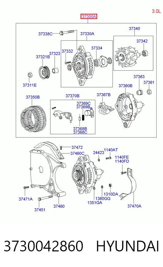 3730042860 Hyundai/Kia Авто генератор