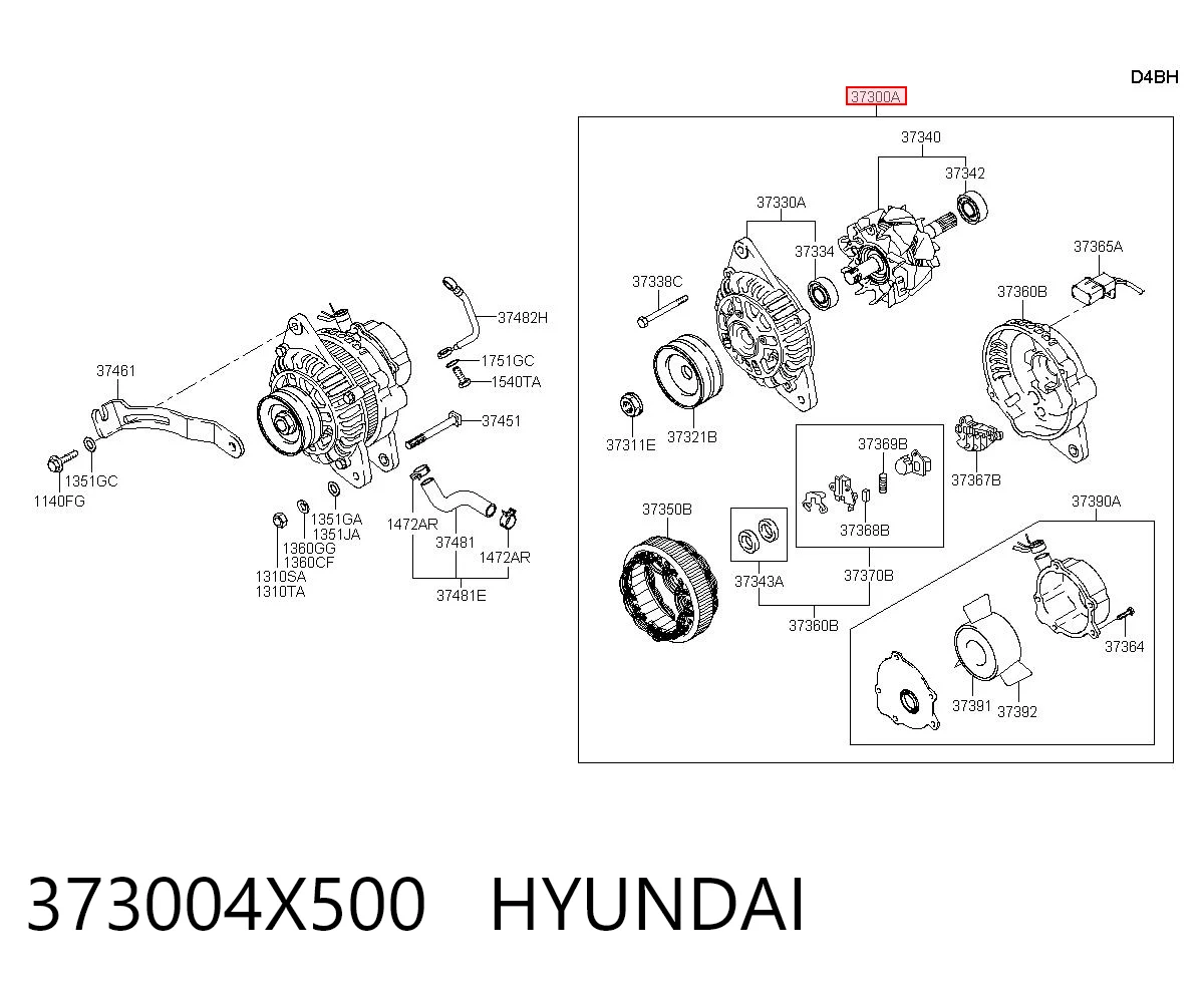 373004X500 Hyundai/Kia Авто генератор