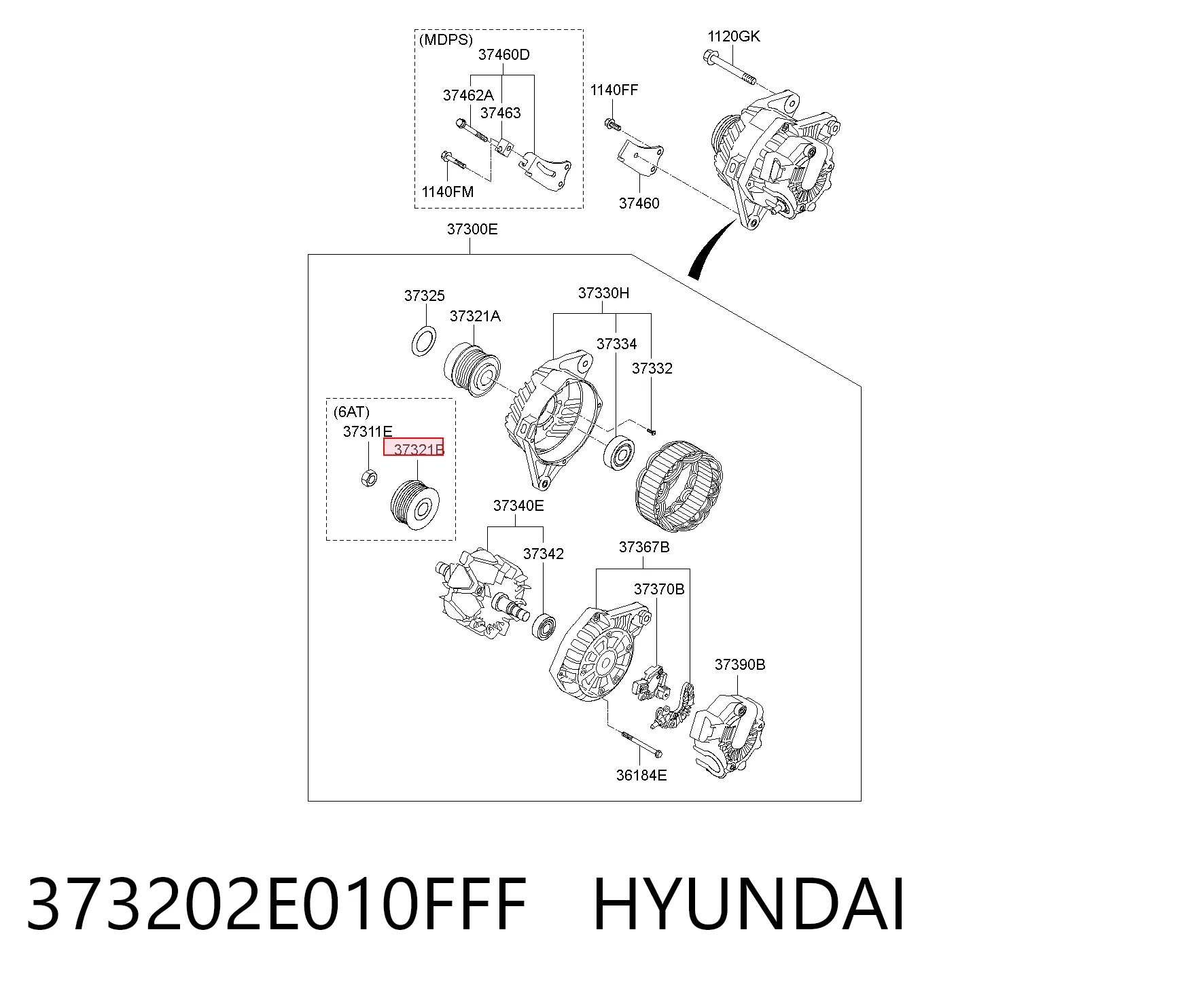 Обгонна муфта генератора на Hyundai Elantra V MD