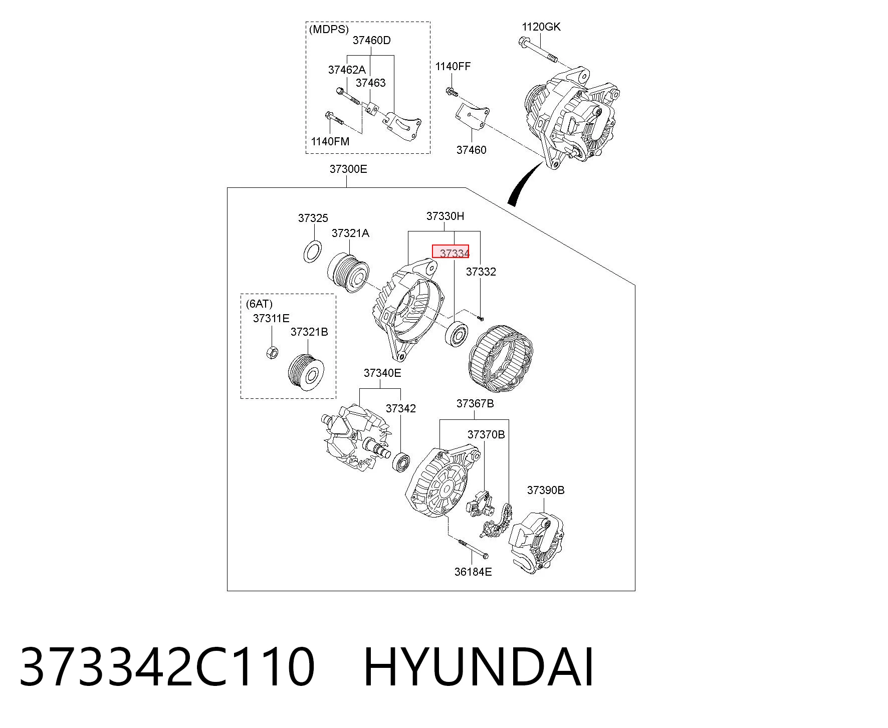 373342C110 Hyundai/Kia Підшипник генератора