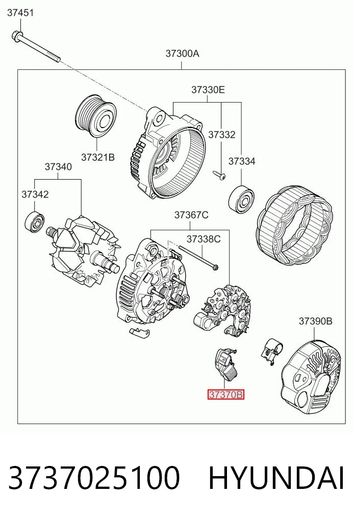 3737025100 Hyundai/Kia Реле-регулятор (напруги)