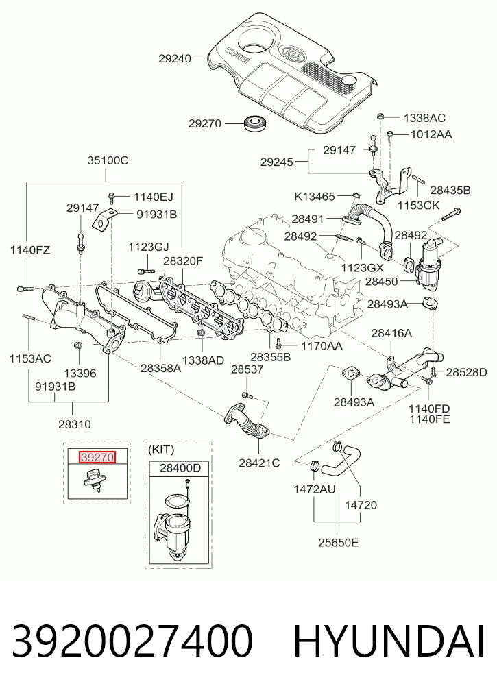 3920027400 Hyundai/Kia Датчик наддува