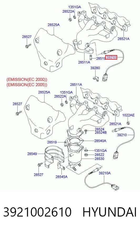 3921002610 Hyundai/Kia Лямбдазонд, датчик кисню до каталізатора