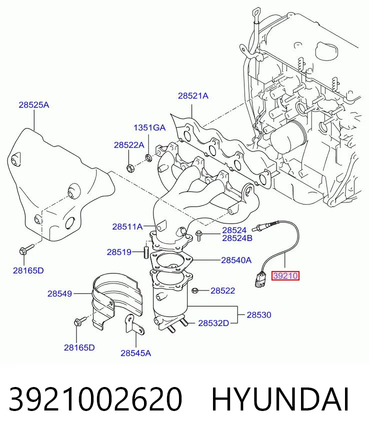 3921002620 Hyundai/Kia Лямбдазонд, датчик кисню до каталізатора