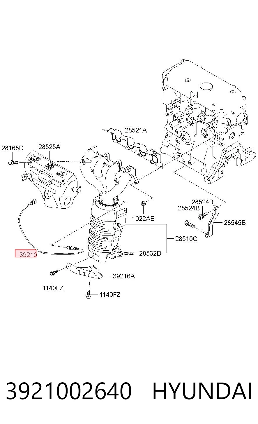 3921002640 Hyundai/Kia Лямбдазонд, датчик кисню до каталізатора