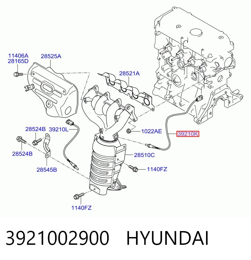3921002900 Hyundai/Kia Лямбдазонд, датчик кисню до каталізатора