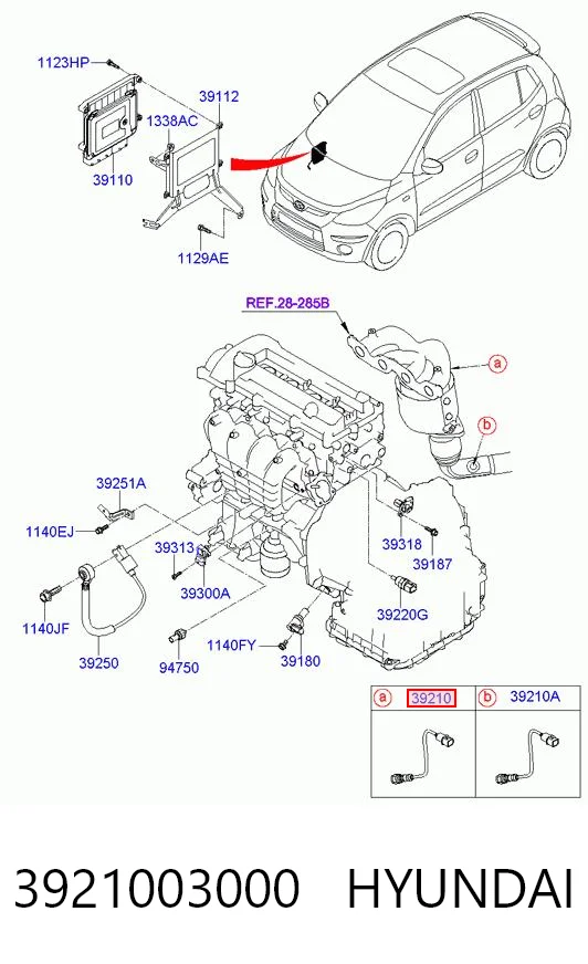 3921003000 Hyundai/Kia Лямбдазонд, датчик кисню до каталізатора