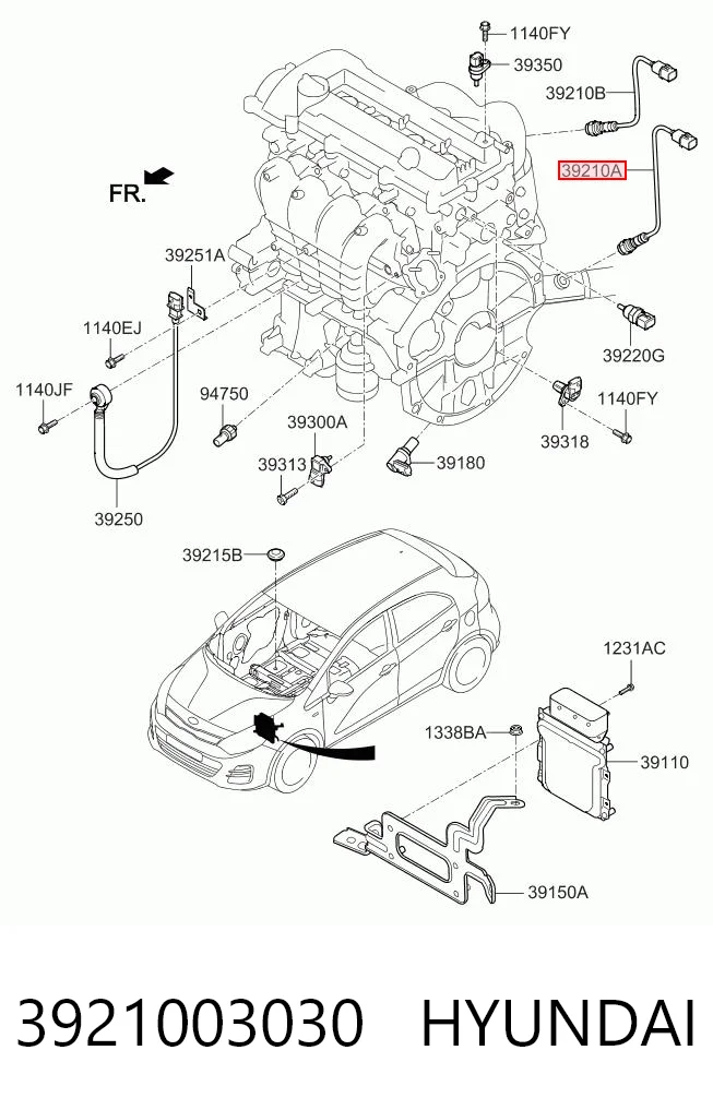 3921003030 Hyundai/Kia Лямбда зонд після каталізатора