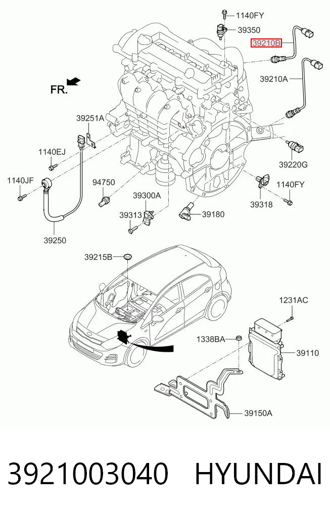 3921003040 Hyundai/Kia Лямбдазонд, датчик кисню до каталізатора