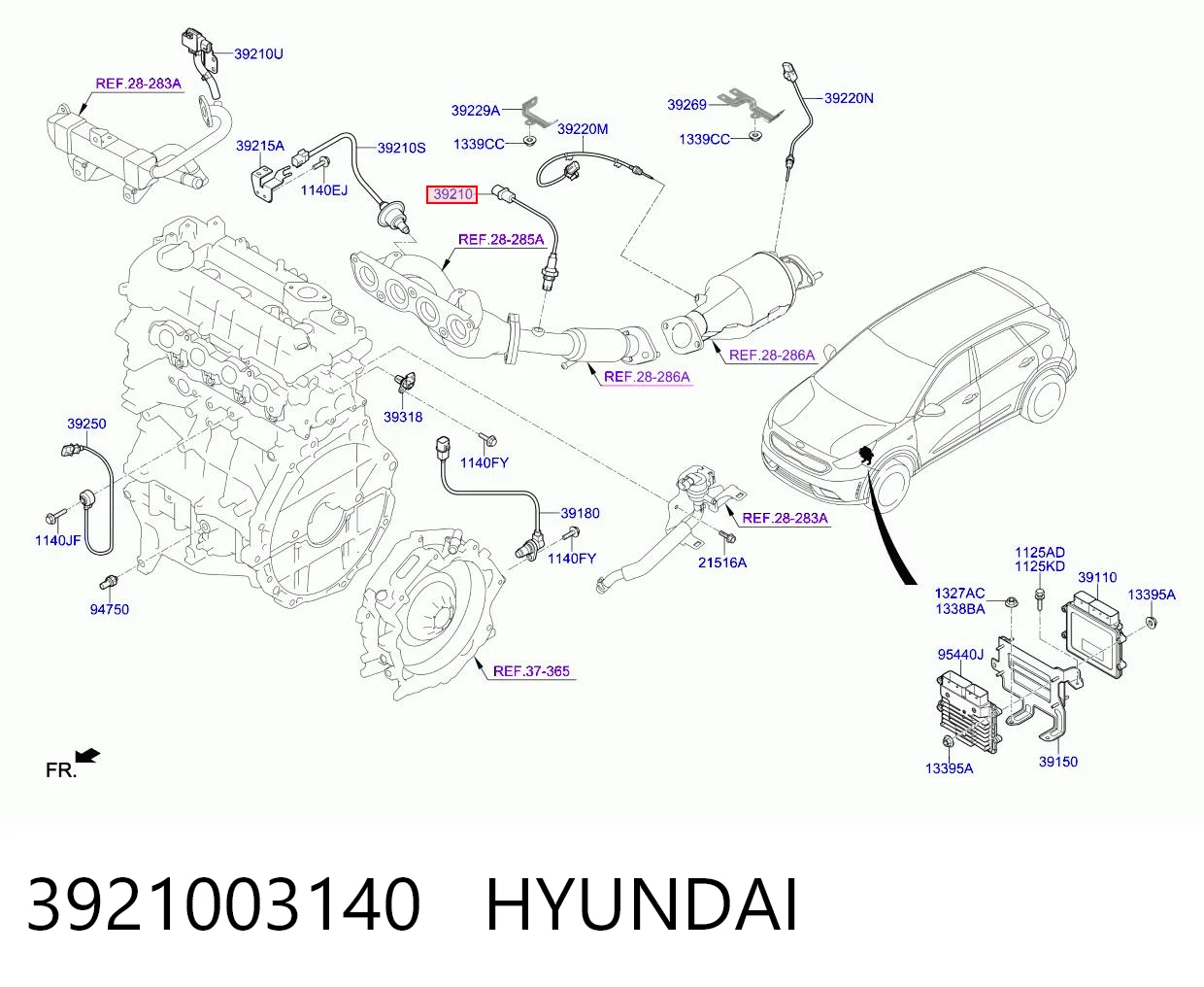 3921003140 Hyundai/Kia Лямбда зонд після каталізатора