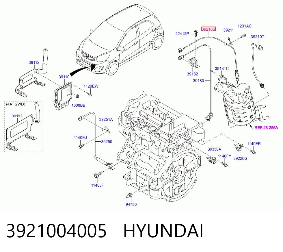 3921004005 Hyundai/Kia Лямбдазонд, датчик кисню до каталізатора