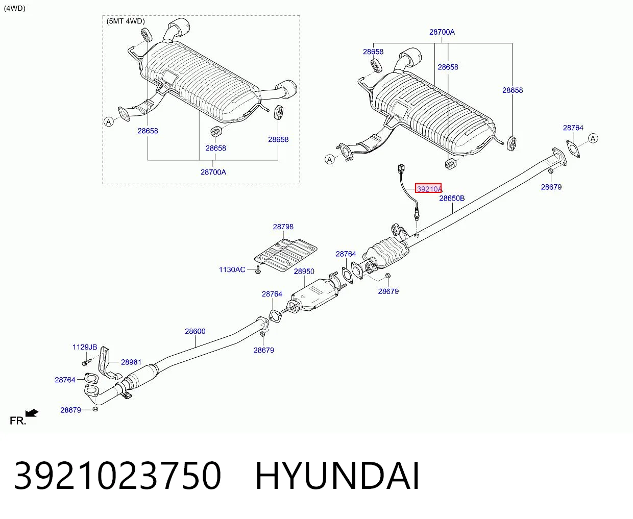 3921023750 Hyundai/Kia Лямбда зонд після каталізатора