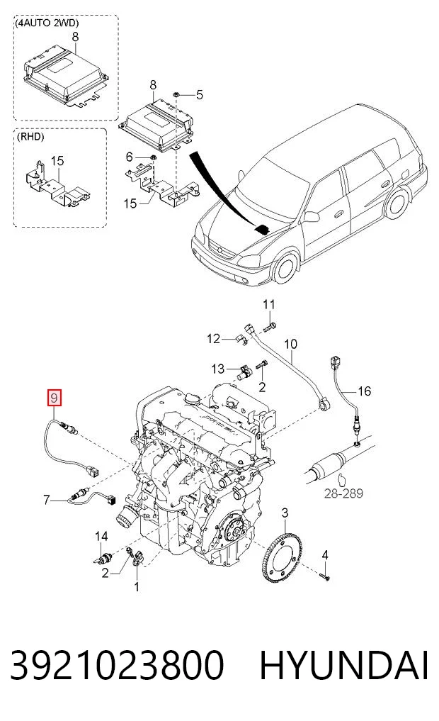 3921023800 Hyundai/Kia Датчик кисню
