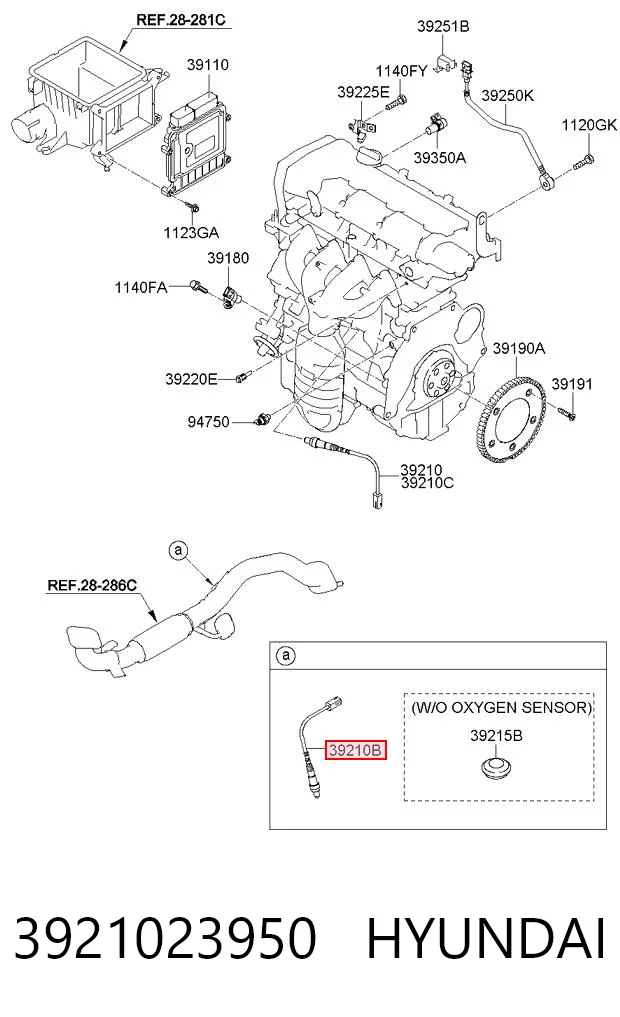 3921023950 Hyundai/Kia Лямбда зонд після каталізатора