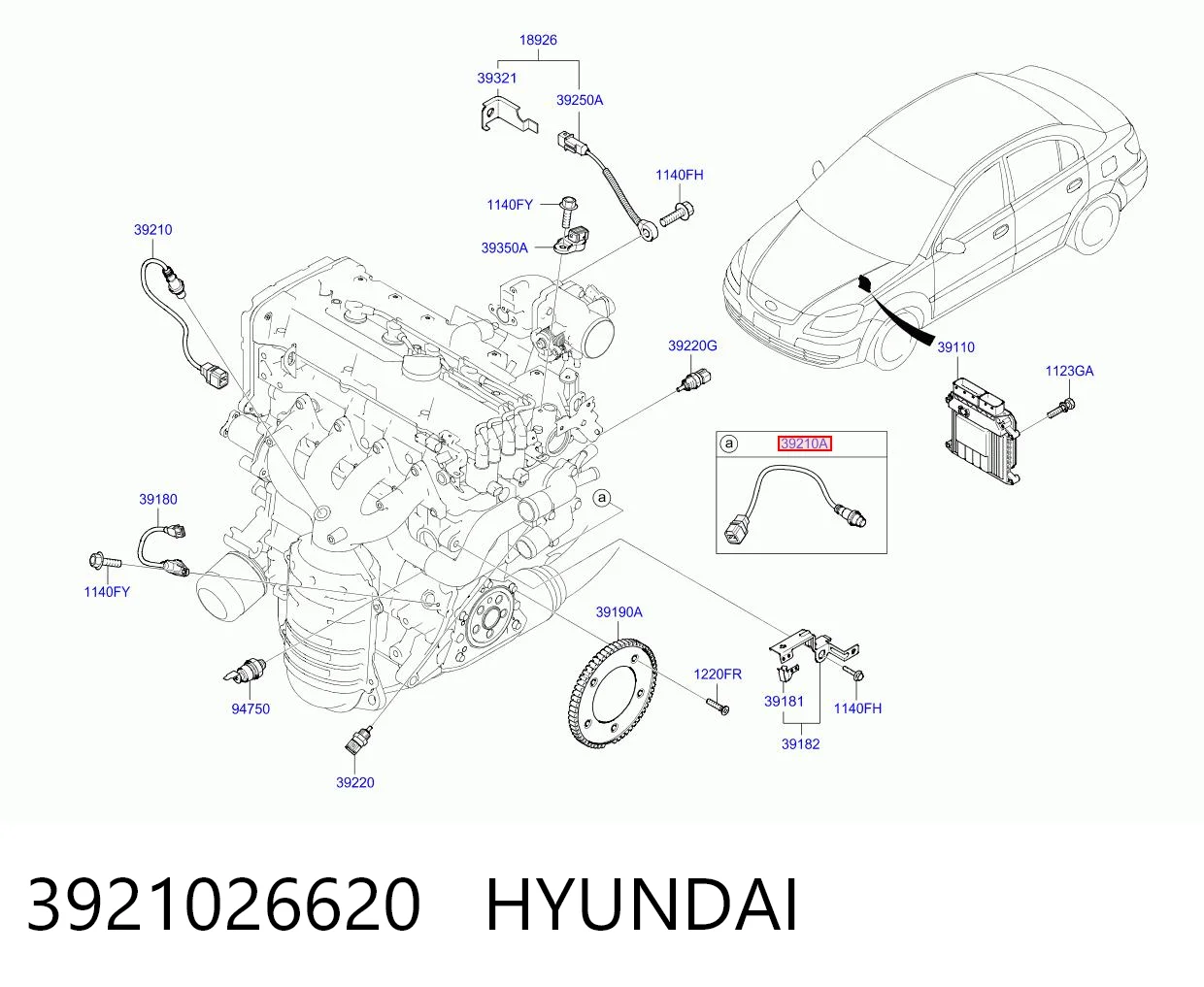 3921026620 Hyundai/Kia Лямбда зонд після каталізатора
