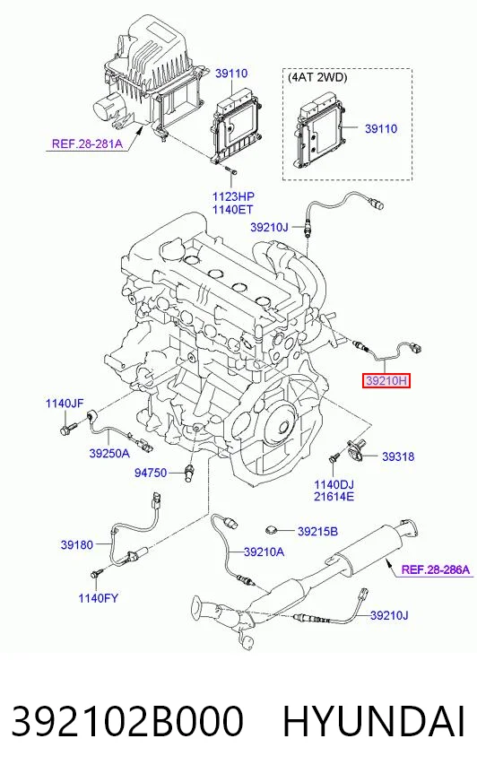 392102B000 Hyundai/Kia Лямбдазонд, датчик кисню до каталізатора
