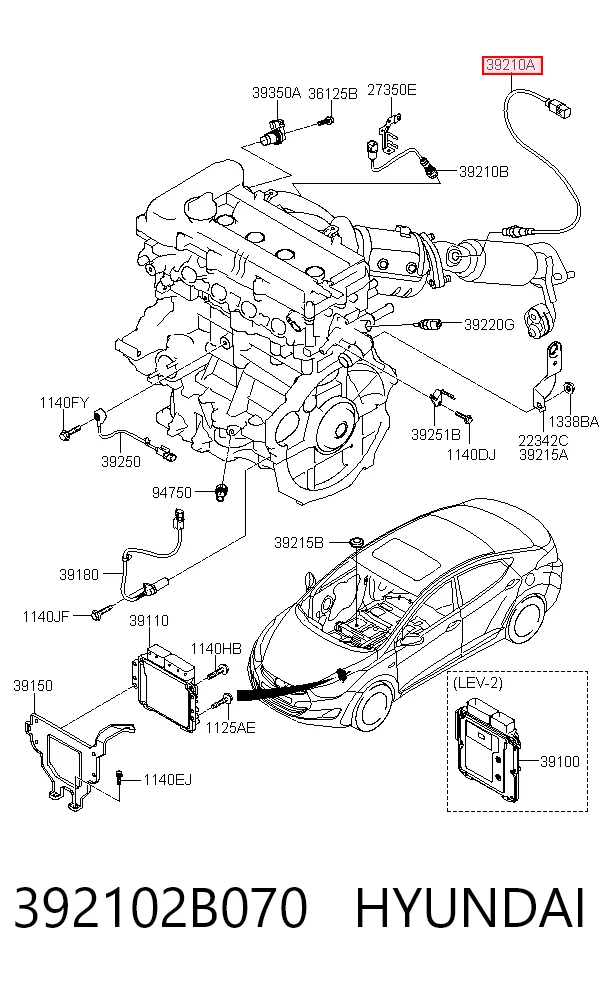 392102B070 Hyundai/Kia Лямбда зонд після каталізатора