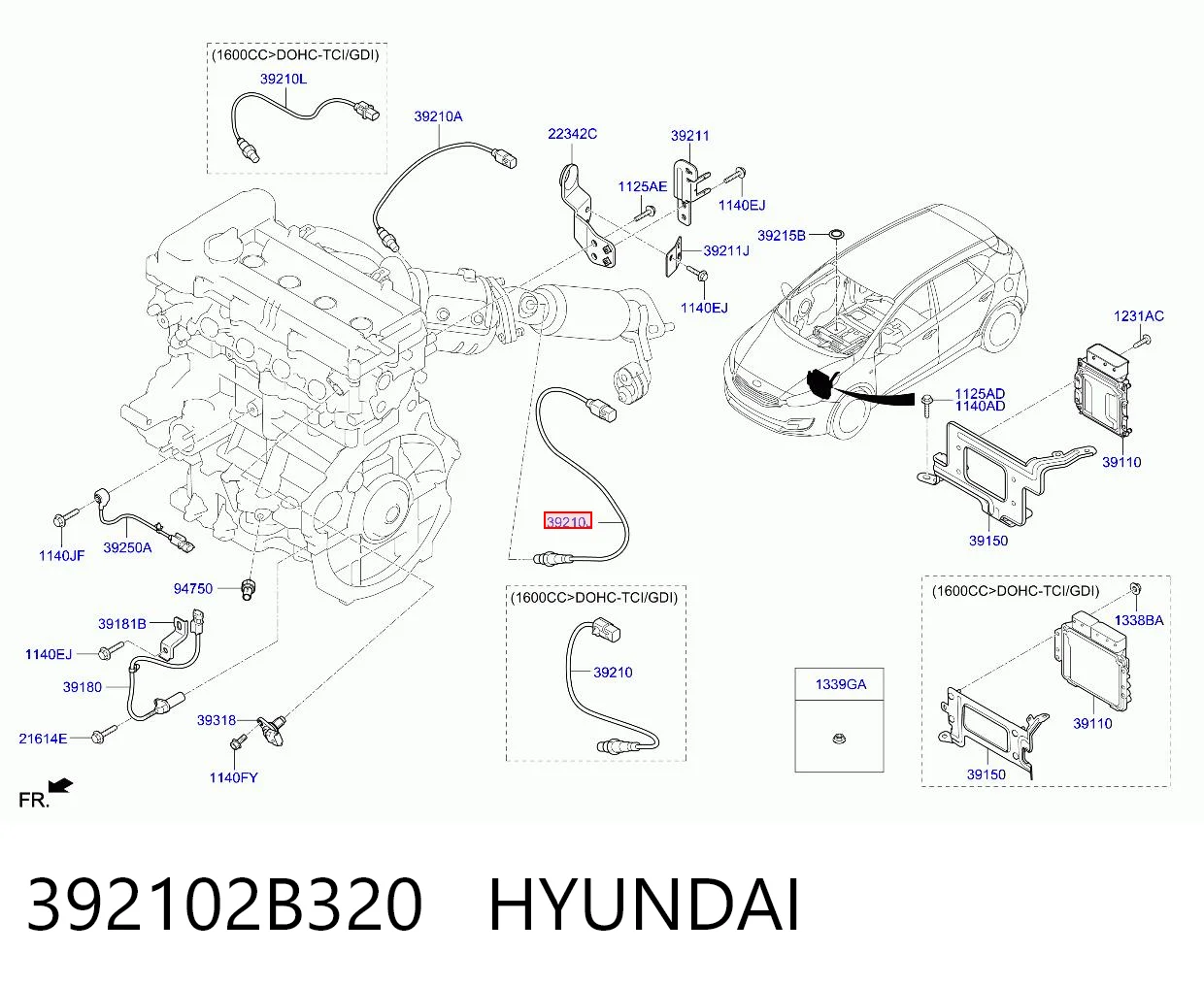 392102B320 Hyundai/Kia Лямбда зонд після каталізатора