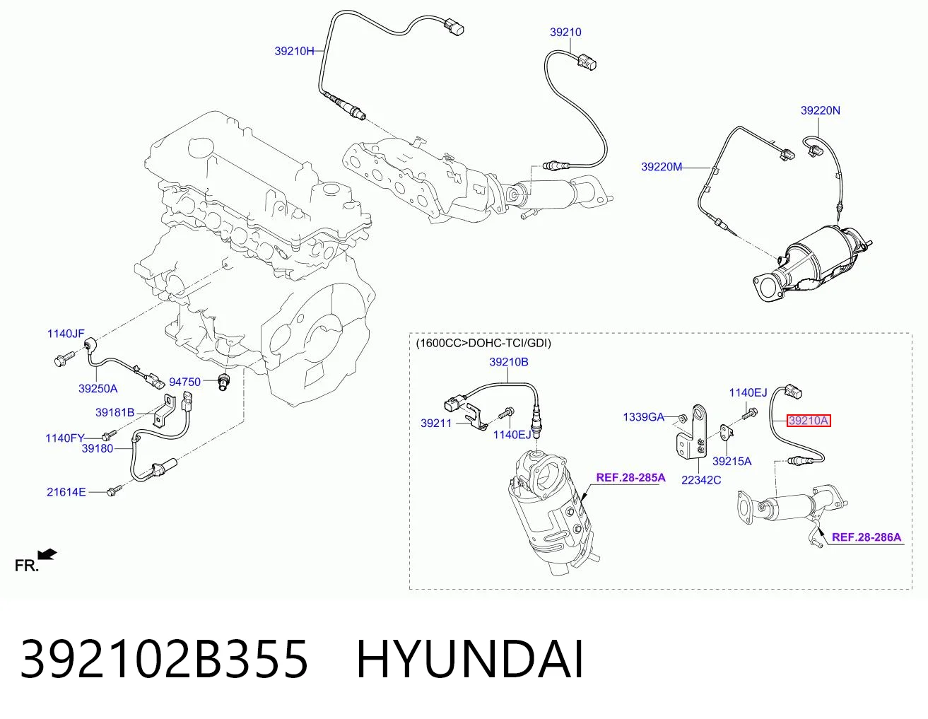 392102B355 Hyundai/Kia Датчик кисню