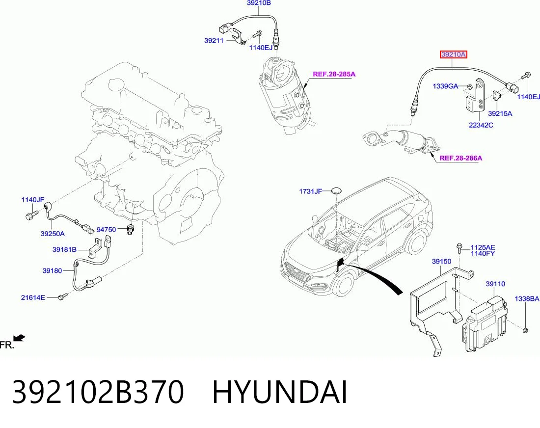 392102B370 Hyundai/Kia Лямбда зонд після каталізатора
